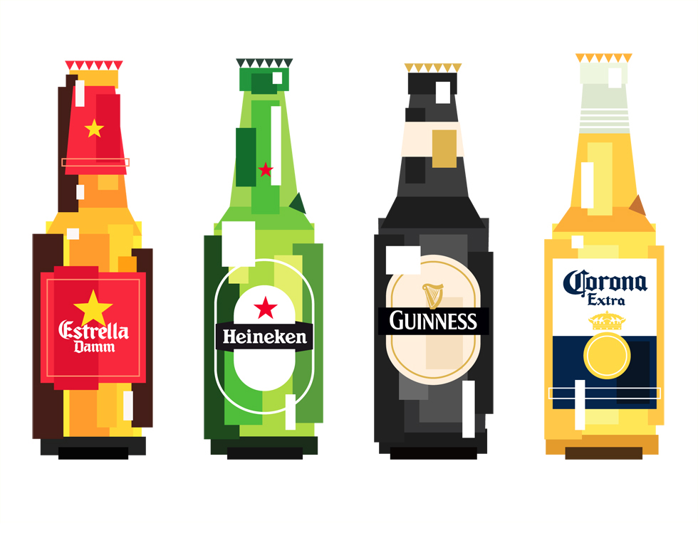 Brilliant Cubist illustrations of beer bottles « Design Robot